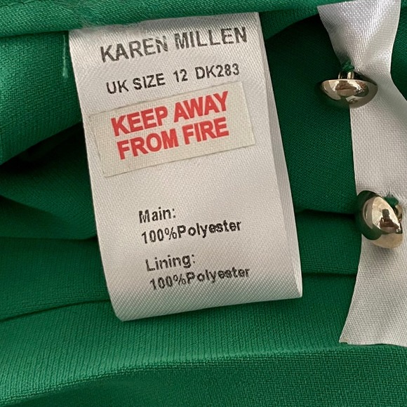 NWT!! KAREN MILLEN Soft Tailored Pleated Sleeveless Shirt Dress Solid Green US 8 - Picture 14 of 16